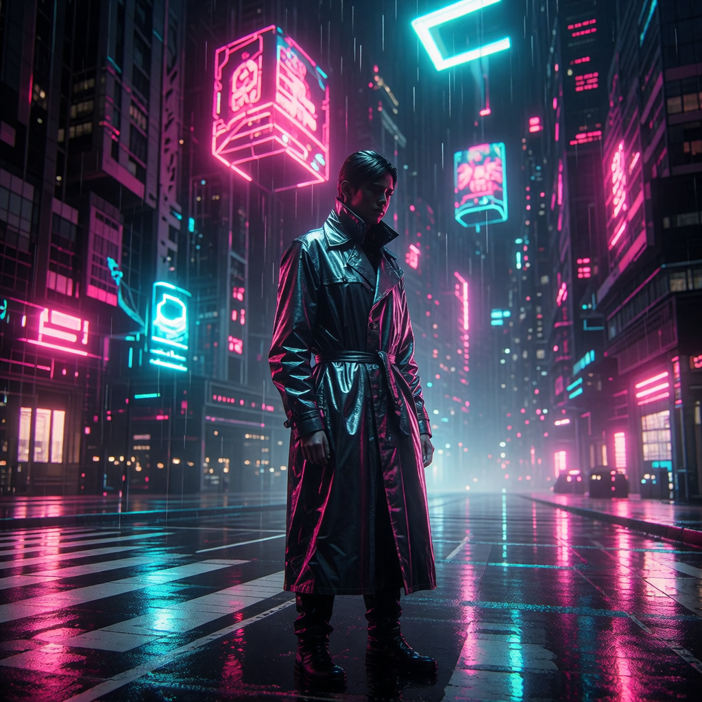 Cyberpunk crosswalk figure