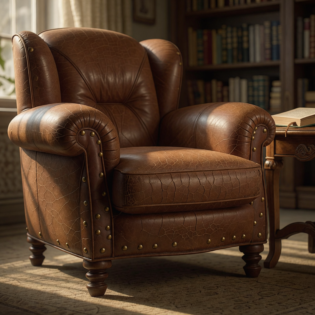 Leather armchair, no prompt